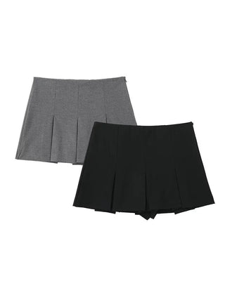 Casual High-Waist Pleated Skirt